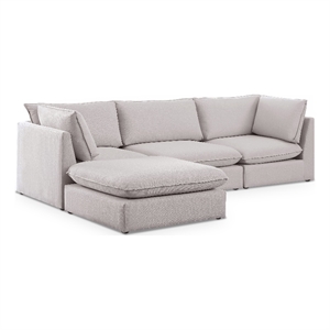 Meridian Furniture Mackenzie Beige Durable Linen Textured Modular Sectional
