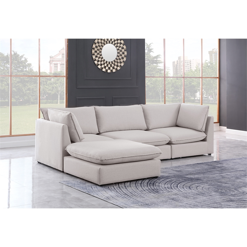 Meridian Furniture Mackenzie Beige Durable Linen Textured Modular Sectional