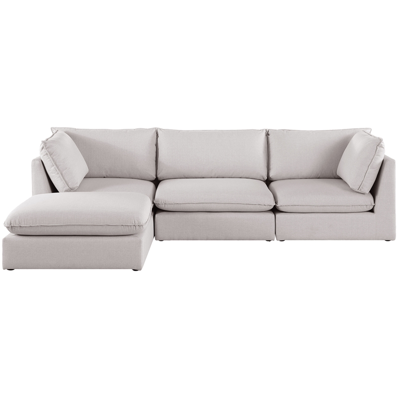 Meridian Furniture Mackenzie Beige Durable Linen Textured Modular Sectional