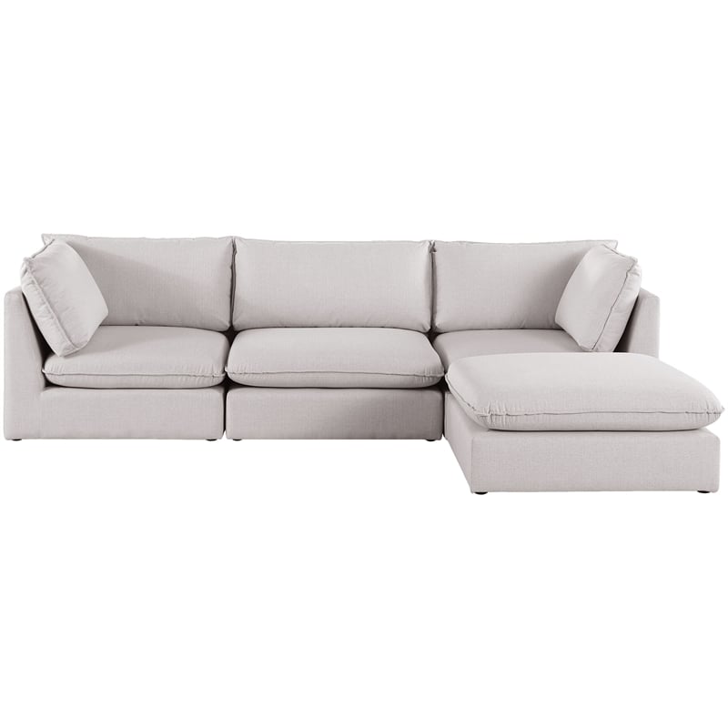 Meridian Furniture Mackenzie Beige Durable Linen Textured Modular Sectional
