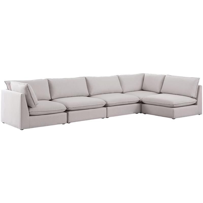 Meridian Furniture Mackenzie Beige Durable Linen Textured Modular Sectional