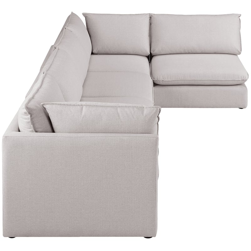 Meridian Furniture Mackenzie Beige Durable Linen Textured Modular Sectional