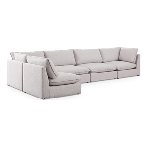 Meridian Furniture Mackenzie Beige Durable Linen Textured Modular Sectional