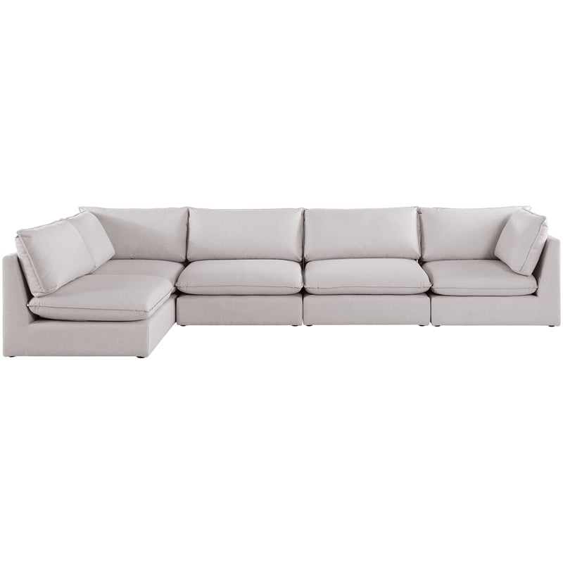 Meridian Furniture Mackenzie Beige Durable Linen Textured Modular Sectional