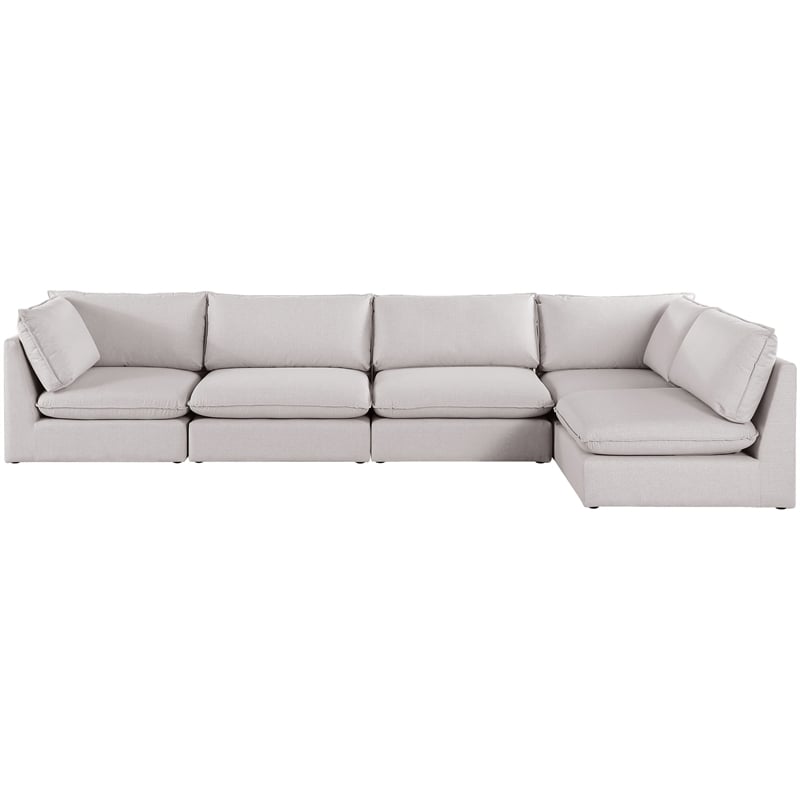 Meridian Furniture Mackenzie Beige Durable Linen Textured Modular Sectional