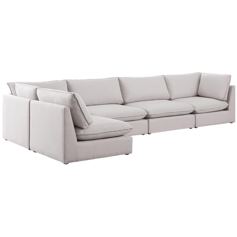 Meridian Furniture Mackenzie Beige Durable Linen Textured Modular Sectional