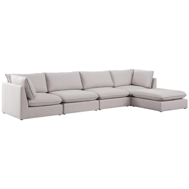 Meridian Furniture Mackenzie Beige Durable Linen Textured Modular Sectional