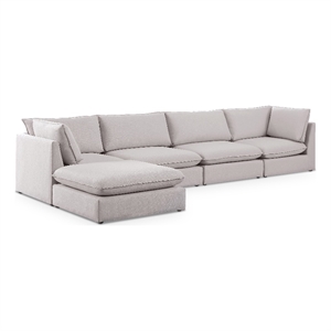 Meridian Furniture Mackenzie Beige Durable Linen Textured Modular Sectional