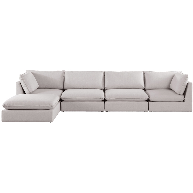 Meridian Furniture Mackenzie Beige Durable Linen Textured Modular Sectional