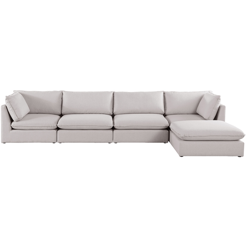 Meridian Furniture Mackenzie Beige Durable Linen Textured Modular Sectional