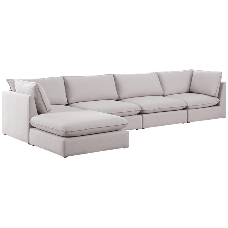 Meridian Furniture Mackenzie Beige Durable Linen Textured Modular Sectional