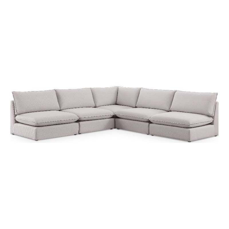 Meridian Furniture Mackenzie Beige Durable Linen Textured Modular Sectional
