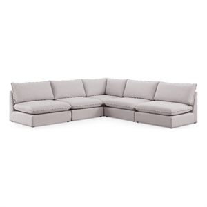 Meridian Furniture Mackenzie Beige Durable Linen Textured Modular Sectional