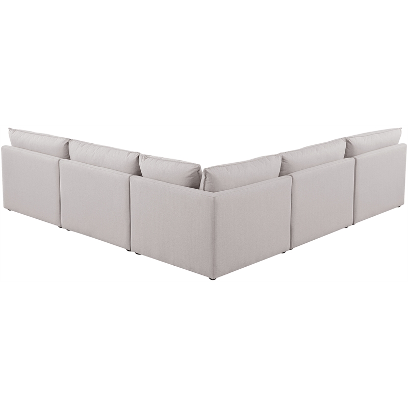 Meridian Furniture Mackenzie Beige Durable Linen Textured Modular Sectional