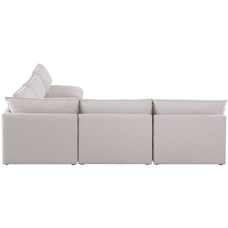 Meridian Furniture Mackenzie Beige Durable Linen Textured Modular Sectional