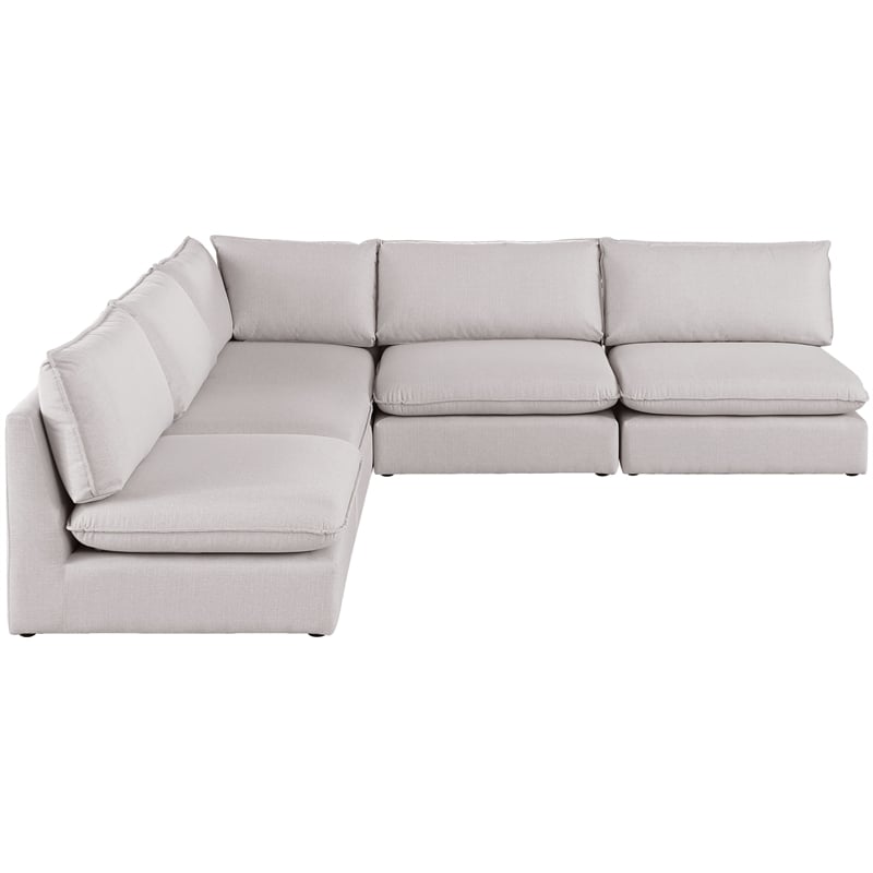 Meridian Furniture Mackenzie Beige Durable Linen Textured Modular Sectional