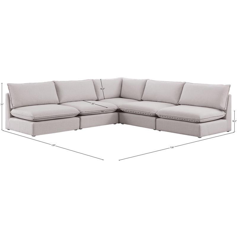 Meridian Furniture Mackenzie Beige Durable Linen Textured Modular Sectional