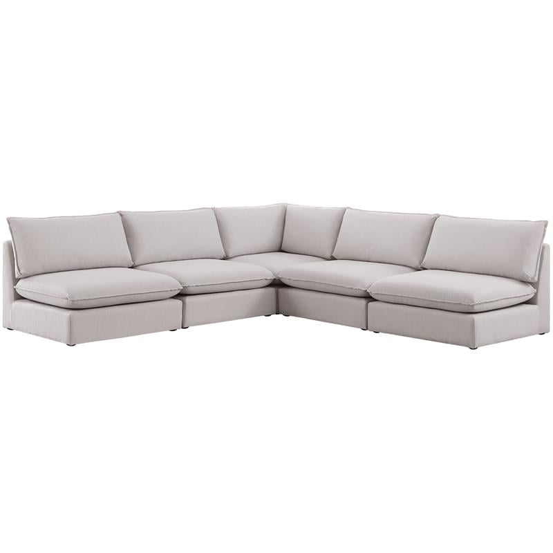 Meridian Furniture Mackenzie Beige Durable Linen Textured Modular Sectional