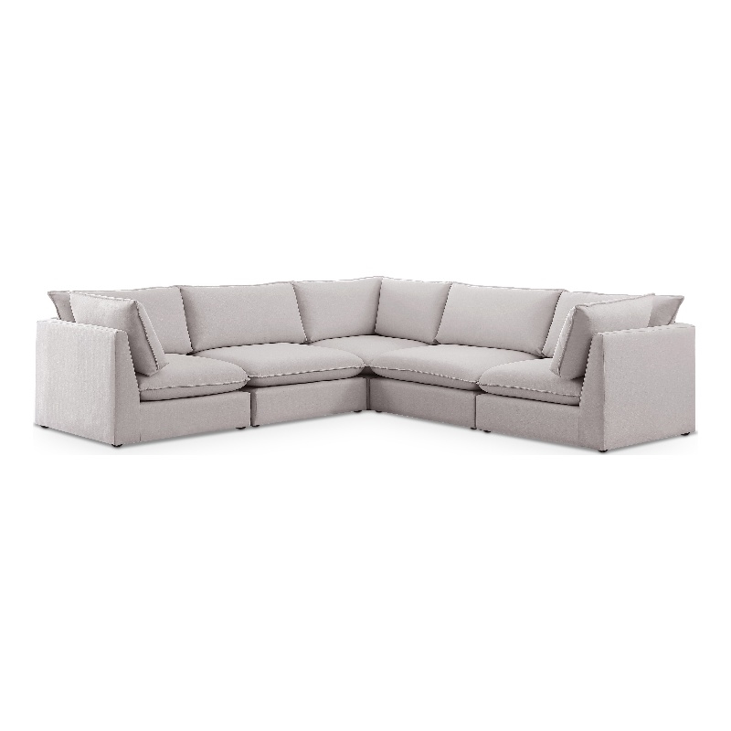 Meridian Furniture Mackenzie Beige Durable Linen Textured Modular Sectional