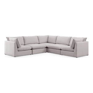 Meridian Furniture Mackenzie Beige Durable Linen Textured Modular Sectional