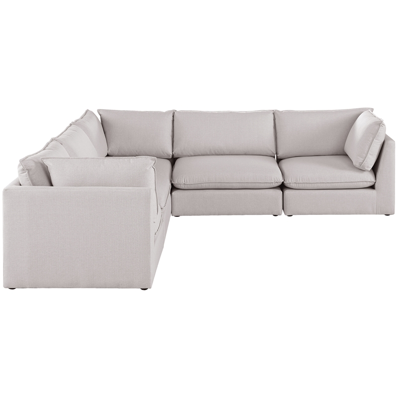 Meridian Furniture Mackenzie Beige Durable Linen Textured Modular Sectional