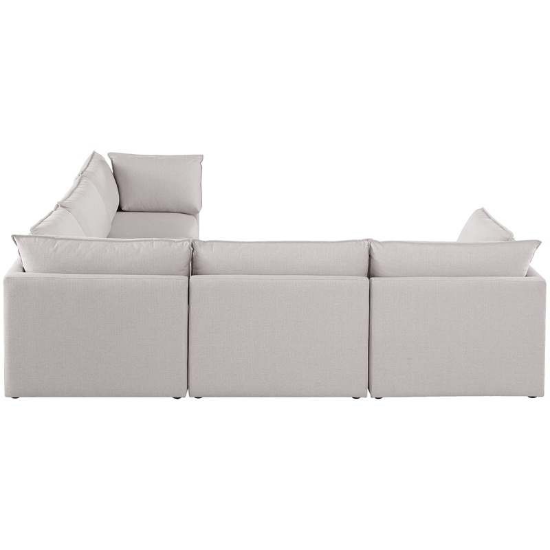 Meridian Furniture Mackenzie Beige Durable Linen Textured Modular Sectional