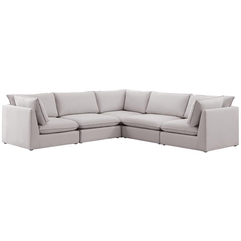 Meridian Furniture Mackenzie Beige Durable Linen Textured Modular Sectional