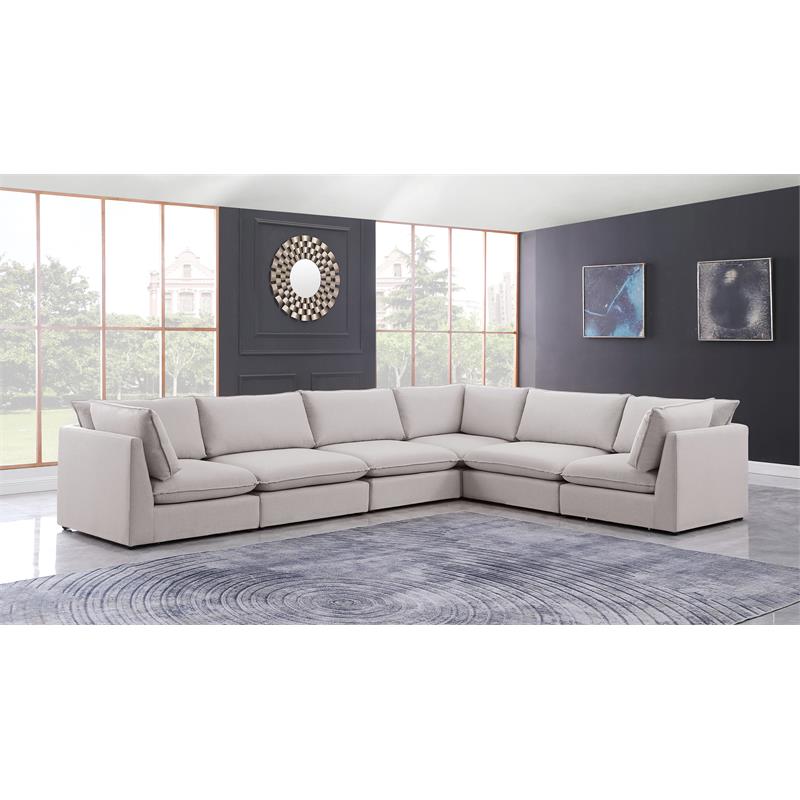Meridian Furniture Mackenzie Beige Durable Linen Textured Modular Sectional