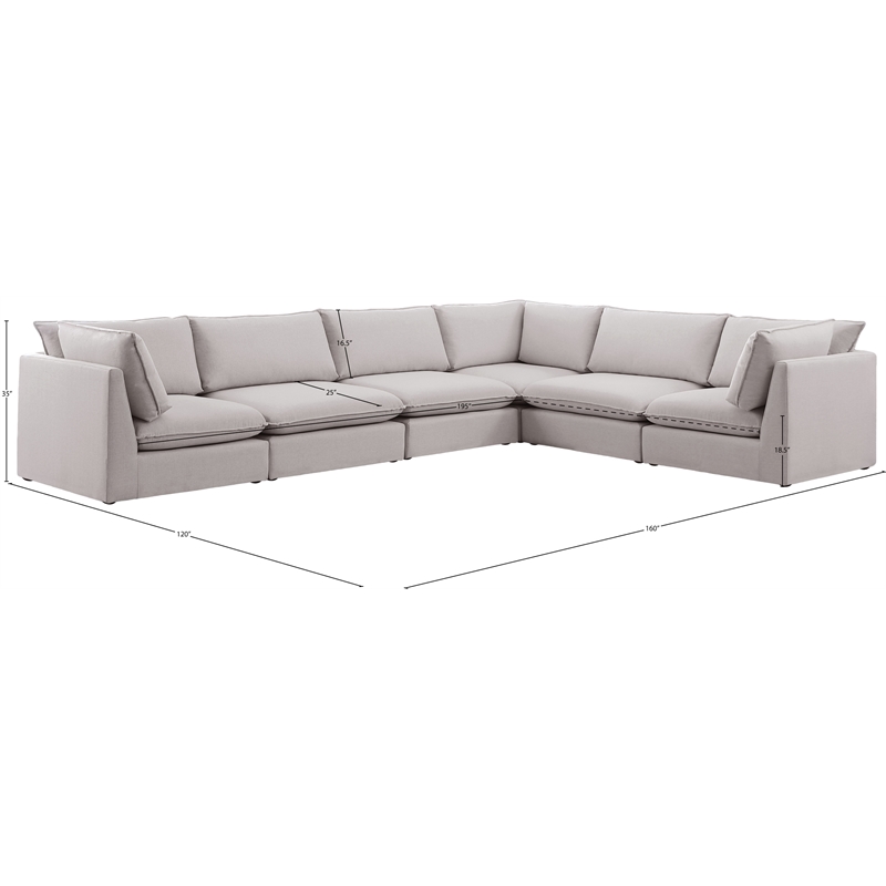 Meridian Furniture Mackenzie Beige Durable Linen Textured Modular Sectional