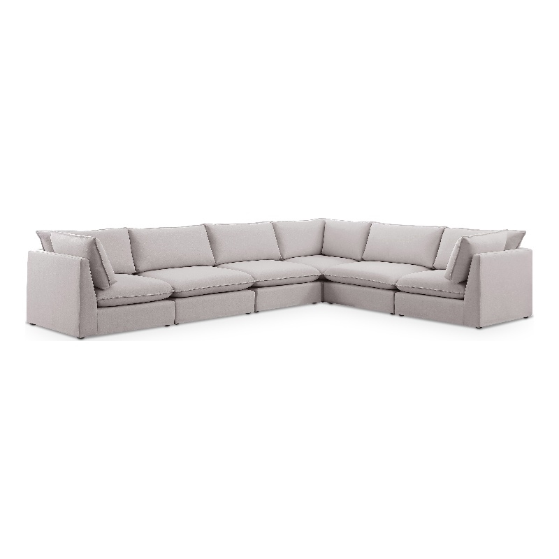 Meridian Furniture Mackenzie Beige Durable Linen Textured Modular Sectional