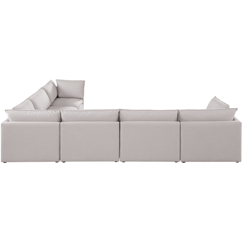 Meridian Furniture Mackenzie Beige Durable Linen Textured Modular Sectional