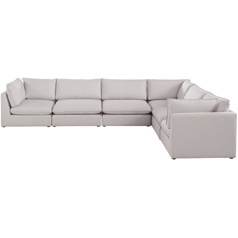 Meridian Furniture Mackenzie Beige Durable Linen Textured Modular Sectional