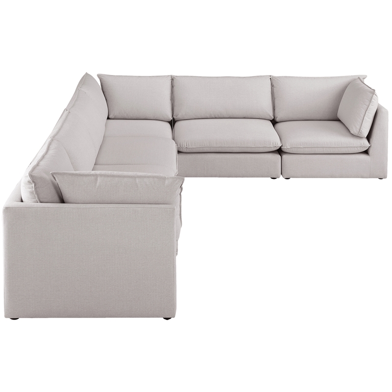 Meridian Furniture Mackenzie Beige Durable Linen Textured Modular Sectional