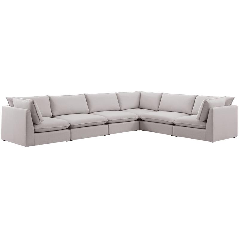 Meridian Furniture Mackenzie Beige Durable Linen Textured Modular Sectional