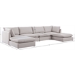 Meridian Furniture Mackenzie Beige Durable Linen Textured Modular Sectional