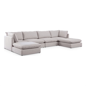 Meridian Furniture Mackenzie Beige Durable Linen Textured Modular Sectional