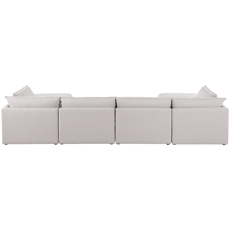 Meridian Furniture Mackenzie Beige Durable Linen Textured Modular Sectional