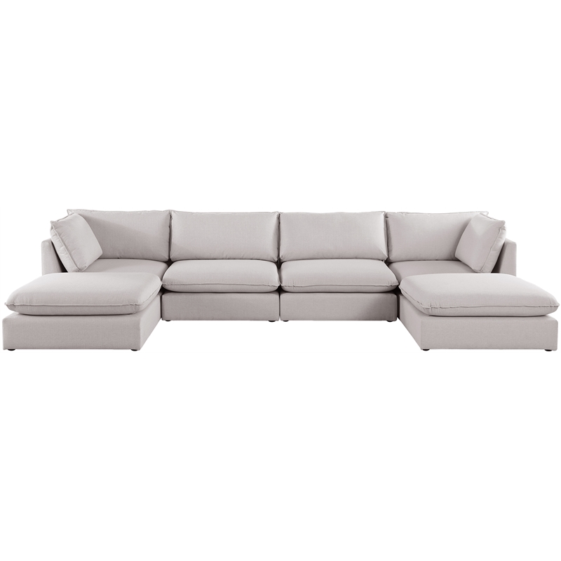 Meridian Furniture Mackenzie Beige Durable Linen Textured Modular Sectional
