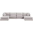 Meridian Furniture Mackenzie Beige Durable Linen Textured Modular Sectional