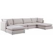 Meridian Furniture Mackenzie Beige Durable Linen Textured Modular Sectional