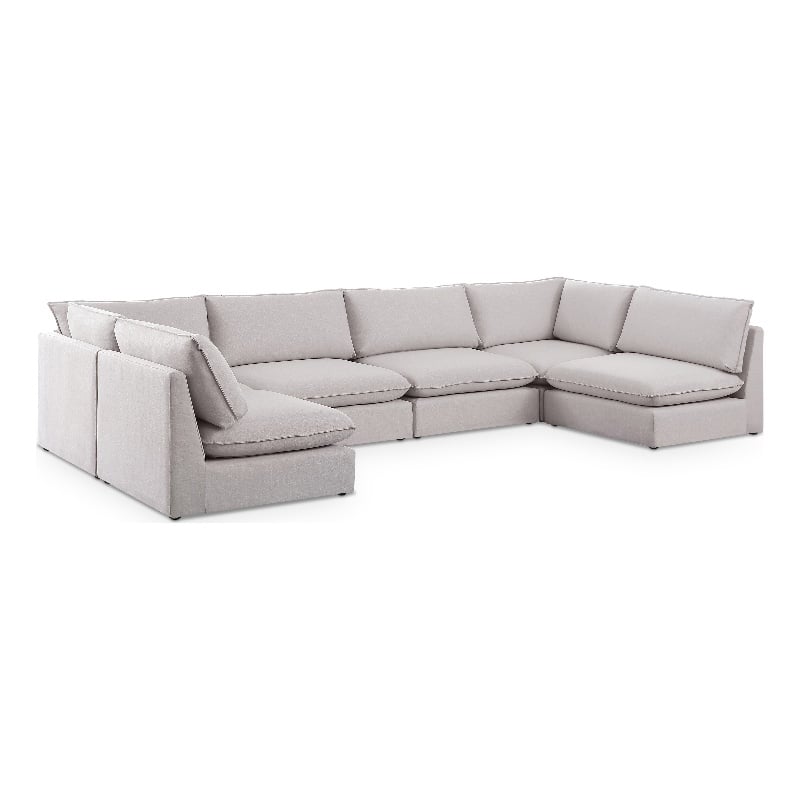 Meridian Furniture Mackenzie Beige Durable Linen Textured Modular Sectional