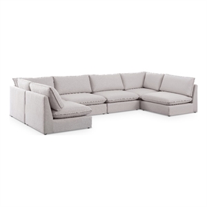 Meridian Furniture Mackenzie Beige Durable Linen Textured Modular Sectional