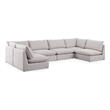 Meridian Furniture Mackenzie Beige Durable Linen Textured Modular Sectional