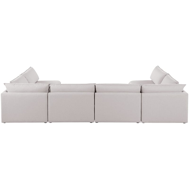 Meridian Furniture Mackenzie Beige Durable Linen Textured Modular Sectional