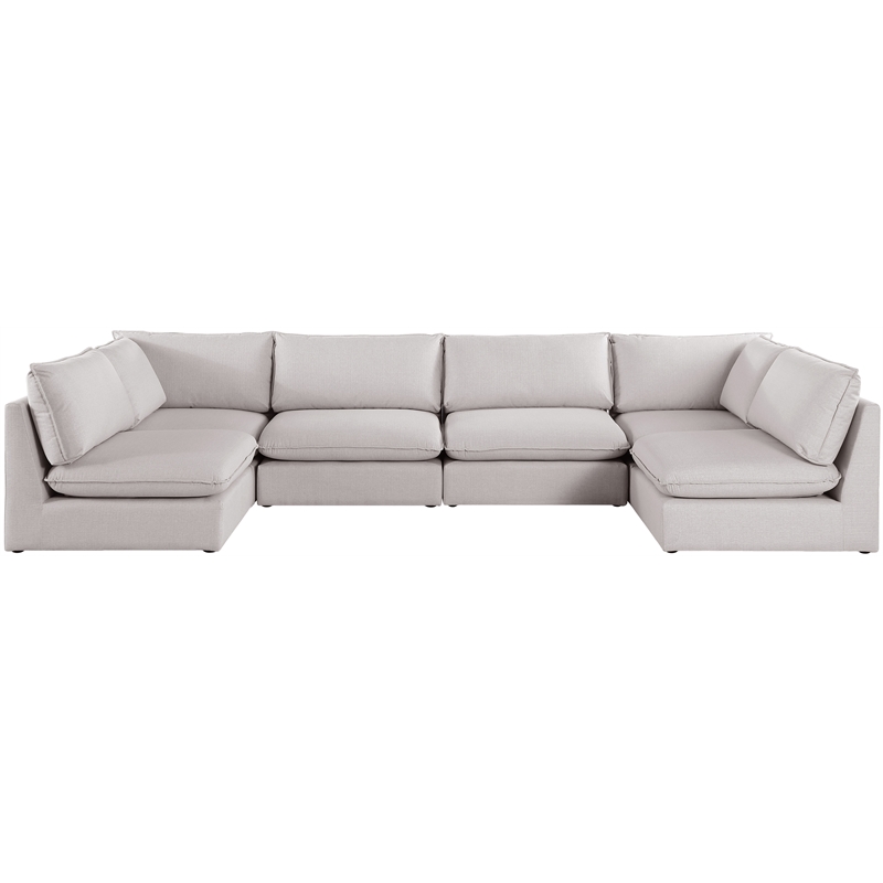 Meridian Furniture Mackenzie Beige Durable Linen Textured Modular Sectional
