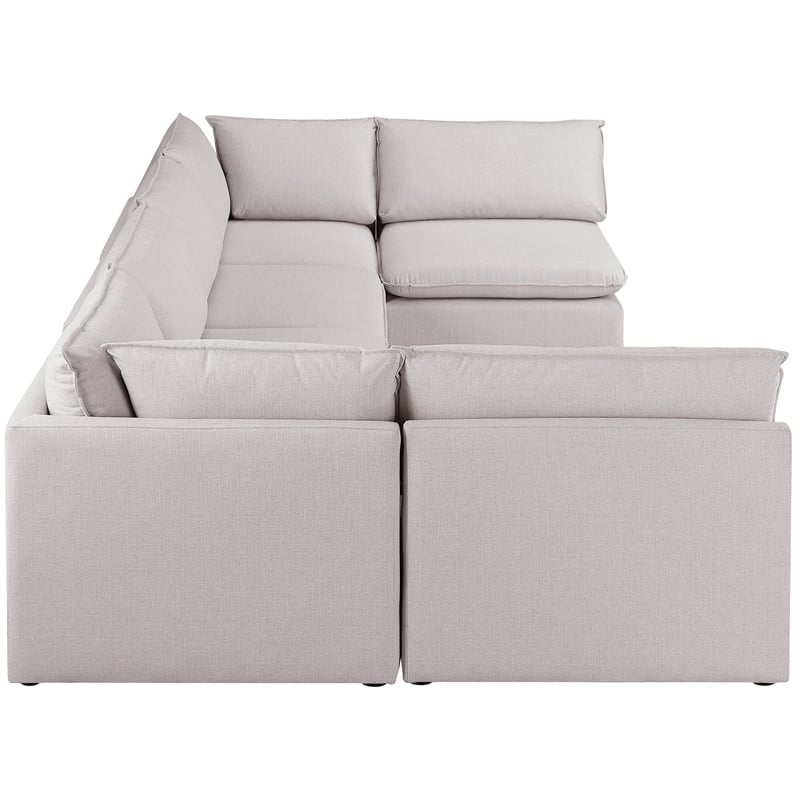 Meridian Furniture Mackenzie Beige Durable Linen Textured Modular Sectional