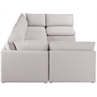Meridian Furniture Mackenzie Beige Durable Linen Textured Modular Sectional