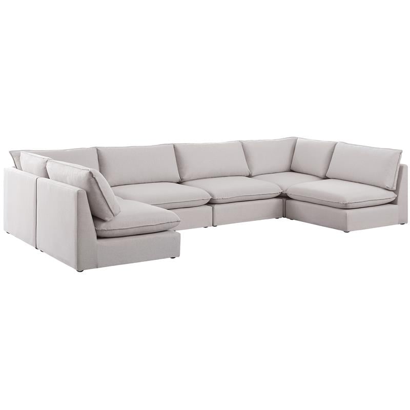 Meridian Furniture Mackenzie Beige Durable Linen Textured Modular Sectional