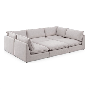 Meridian Furniture Mackenzie Beige Durable Linen Textured Modular Sectional