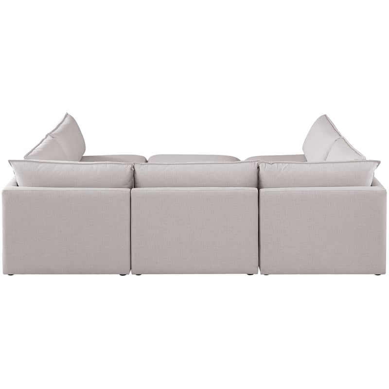Meridian Furniture Mackenzie Beige Durable Linen Textured Modular Sectional